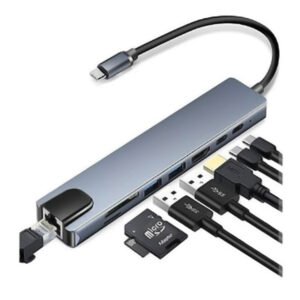 Adaptador multifunción USB-C para HDTV - 8 puertos con HDMI + LAN