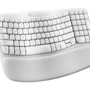Logitech Ergo Series Wave Keys Wireless Ergonomic Keyboard with Cushioned Palm Rest, Off-white - Teclado - con reposamanos acolchado