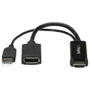 StarTech.com 4K 30Hz HDMI to DisplayPort Video Adapter w/ USB Power - 6 in - HDMI 1.4 (Male) to DP 1.2 (Female) Active Monitor Converter (HD2DP)